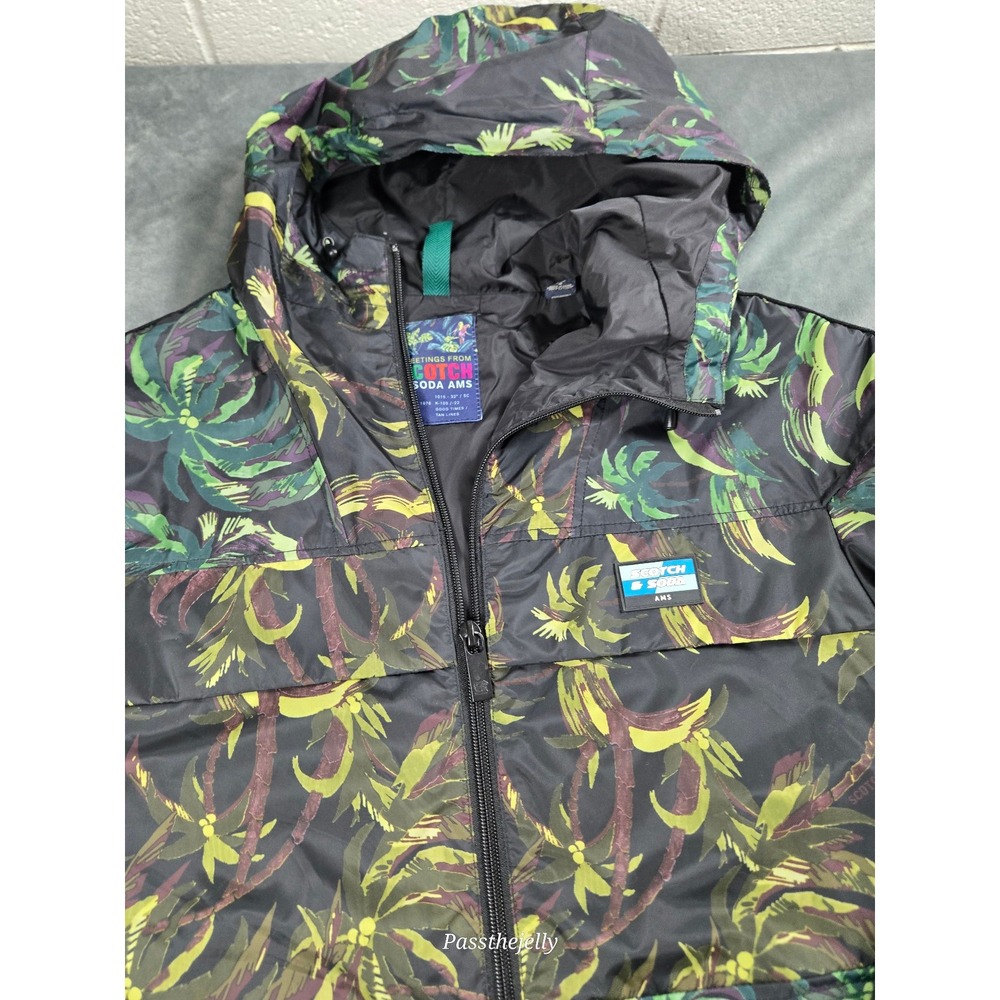 Scotch and Soda Jacket Mens Small Full Zip Track Windbreaker Palm Hooded - Picture 6 of 10